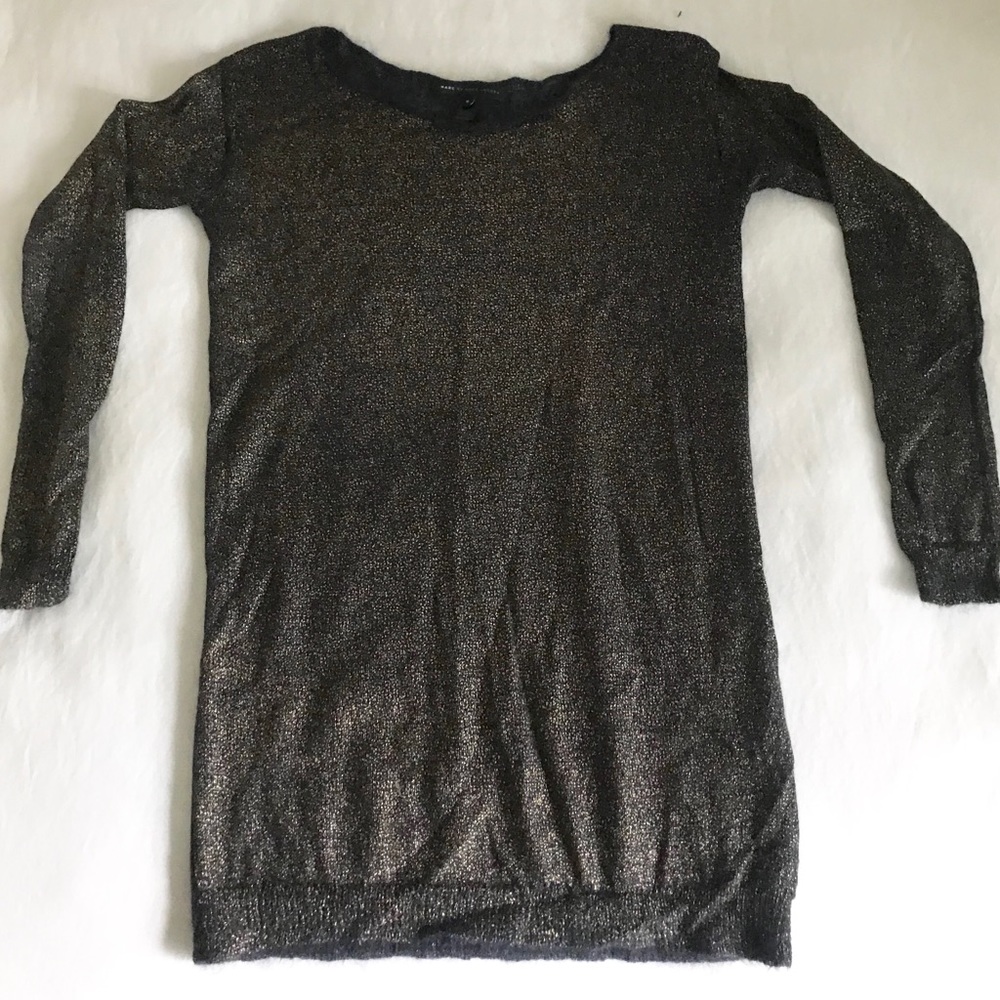 Marc Jacobs Navy and gold metallic long sweater